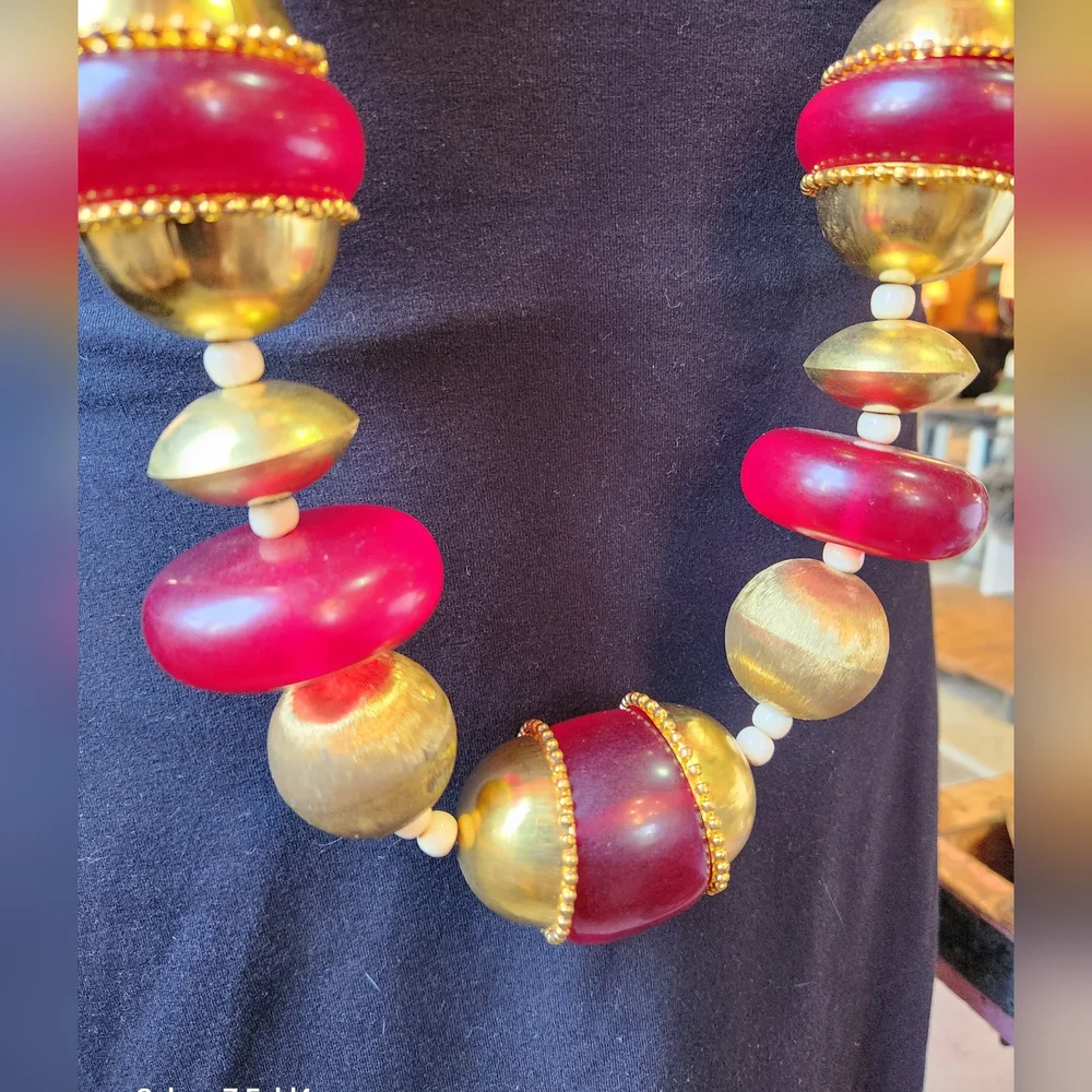Orange, Goldtone and Red Multi Use Piece-Home Decor or Necklace - Picture 14 of 16